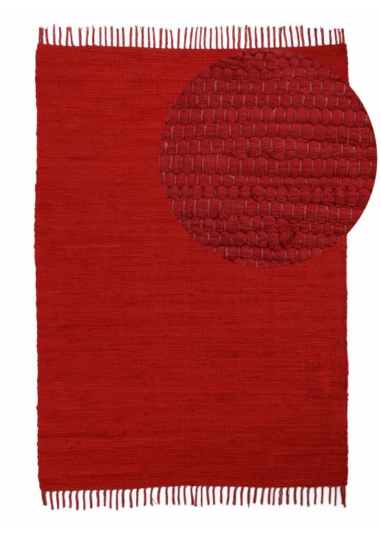 Flat Weave Rug Kilim Chindi Uni Red