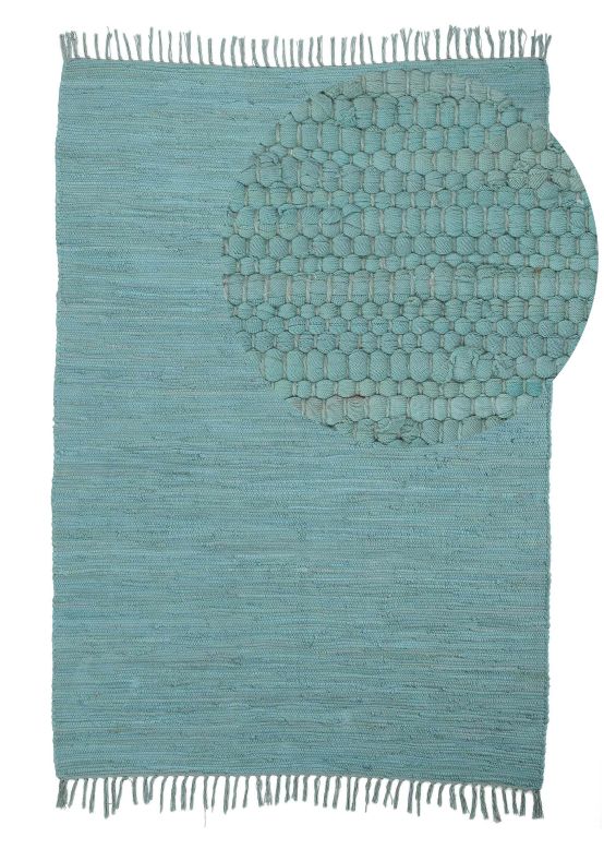 Flat Weave Rug Kilim Chindi Uni Turquoise