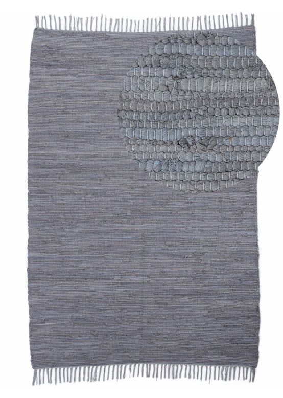 Flat Weave Rug Kilim Chindi Uni Light Grey