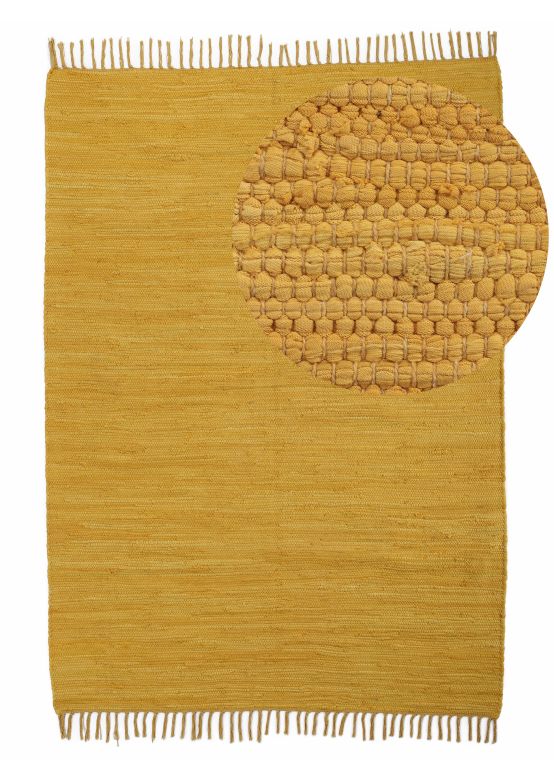 Flat Weave Rug Kilim Chindi Uni Yellow