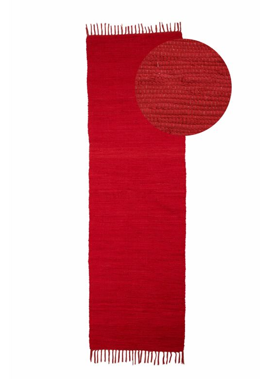 Flat Weave Rug Kilim Chindi Runner Red