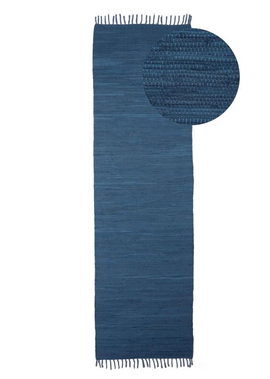 Flat Weave Rug Kilim Chindi Runner Blue